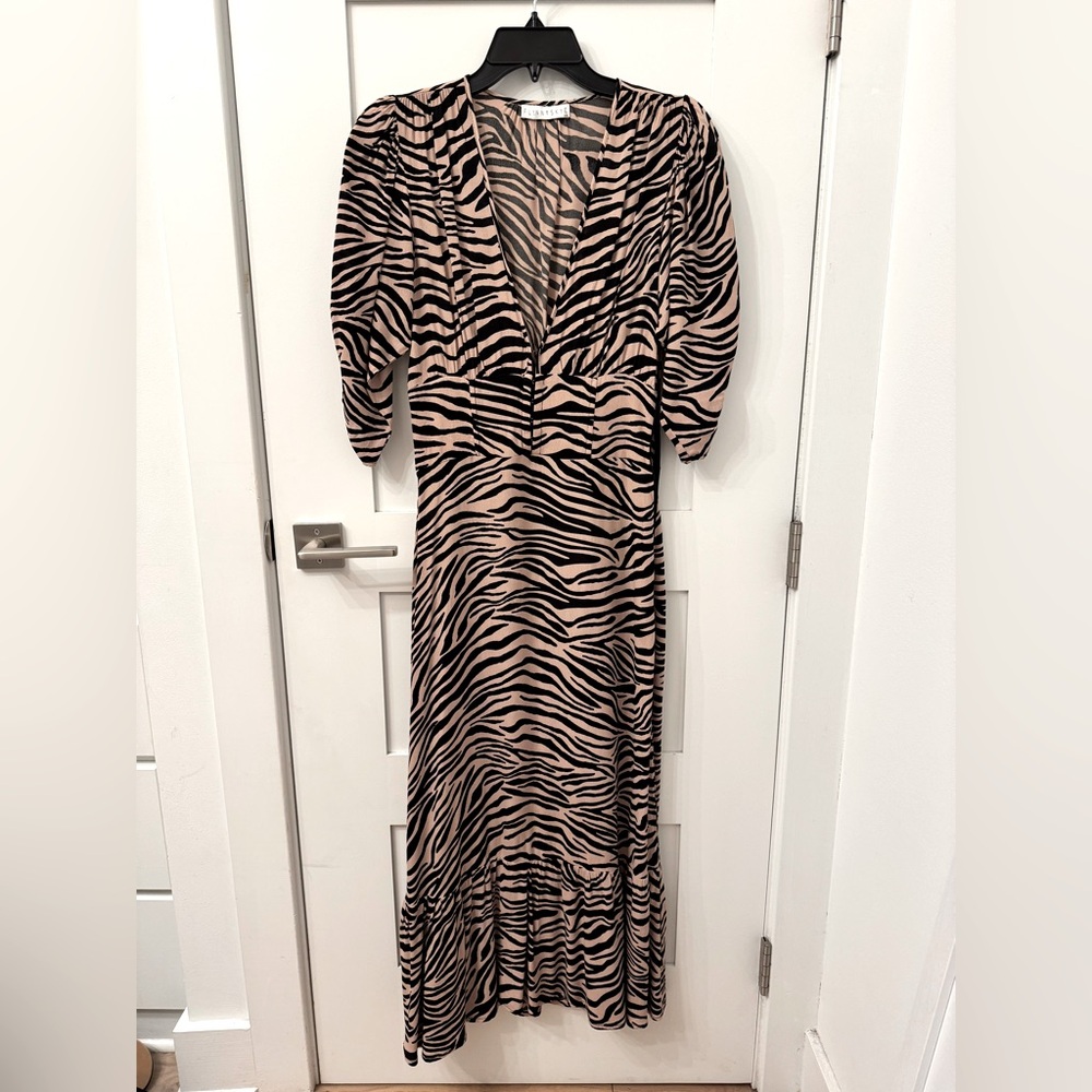 Zebra Print V-Neck Dress